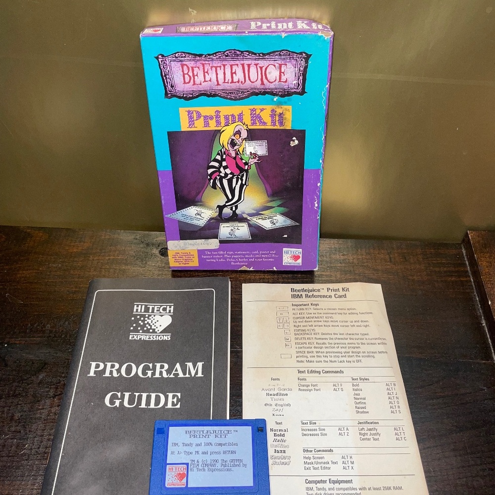 Vintage Computing Beetlejuice Print Kit Hi Tech Expressions IBM/Tandy 1990‎
